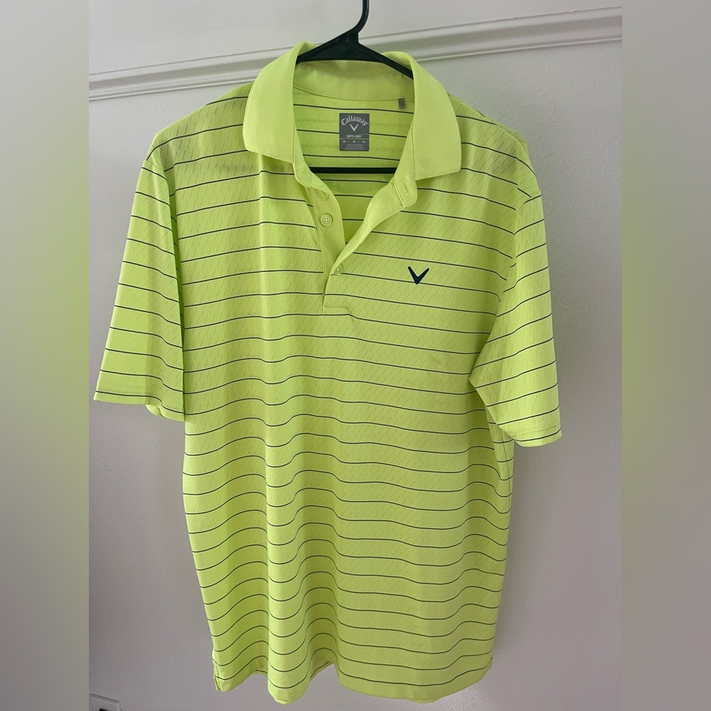 Callaway Green Polo Shirt with Stripes